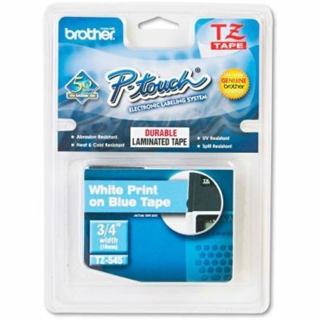 BROTHER Brother® P-Touch® TZ Labeling Tape, 3/4"W, White on Blue TZE545